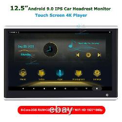 12.5 Android 9.0 Ips Touch Screen Headrest Monitor Usb Sd Wifi 4k Video Player