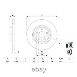 2 Bosch Front Brake Discs for Alfa Romeo Fiat Lancia Opel