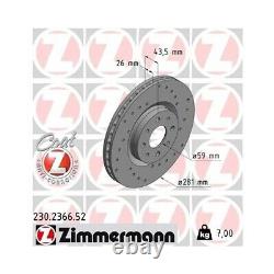 2 Brake Disc Zimmermann 230.2366.52 Brake Discussion Sport Coat Z