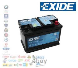 Battery For Exide Car Agm 70 Ah Ampère 760 Fr 12 Volt Start & Stop Ek700