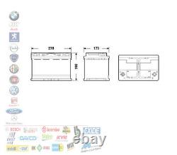 Battery For Exide Car Agm 70 Ah Ampère 760 Fr 12 Volt Start & Stop Ek700