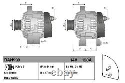 DENSO Alternator Generator 120A Suitable for Alfa Romeo Mito Fiat 500 Doblo