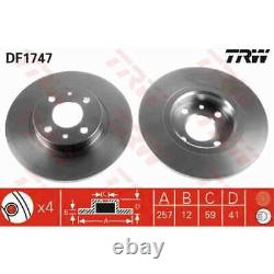 Trw 2x Full Brake Discs Painted Black Df1747
