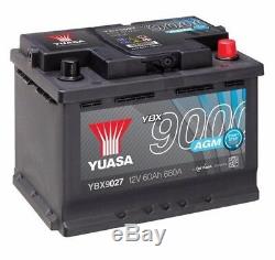 Yuasa Agm Car Battery Start Stop Ybx9027 12v 60ah 680a 242x175x190mm D52