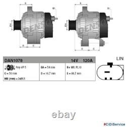 Alternateur Denso 120 A 14V Alfa Romeo Fiat Lancia Jeep 1.4 0.9 Twinair